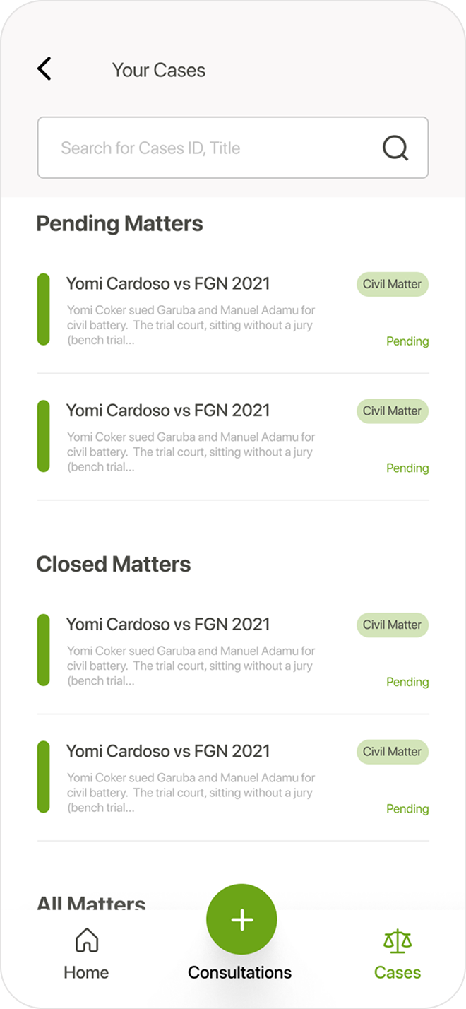 Your Cases — Pending and Closed