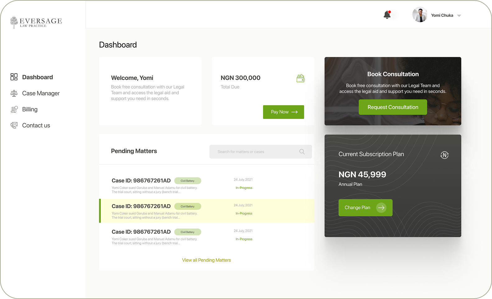 Client web dashboard