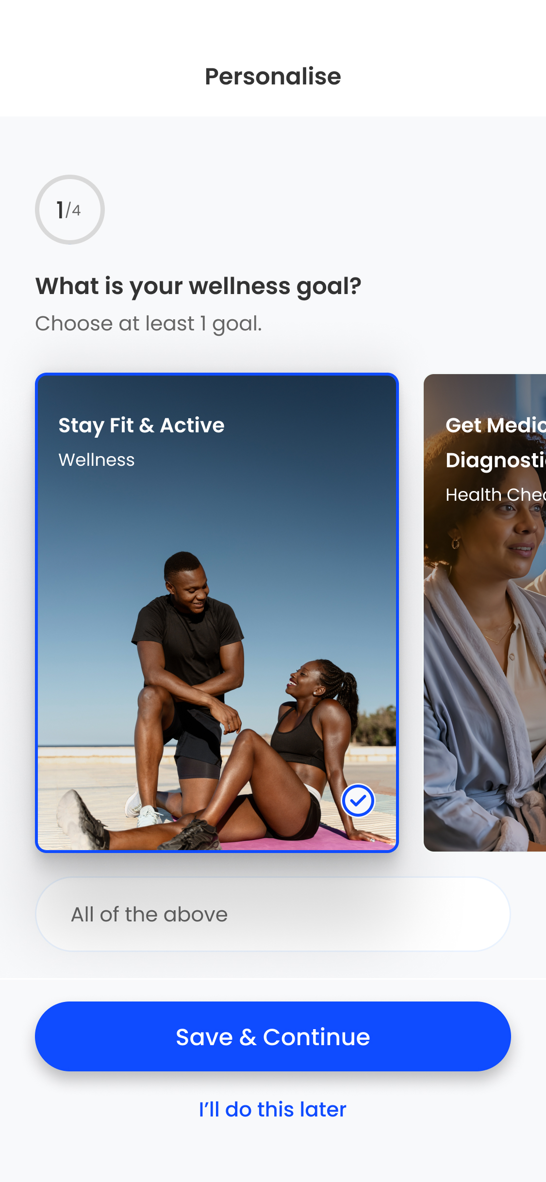Personalise &mdash; Wellness Goal selection
