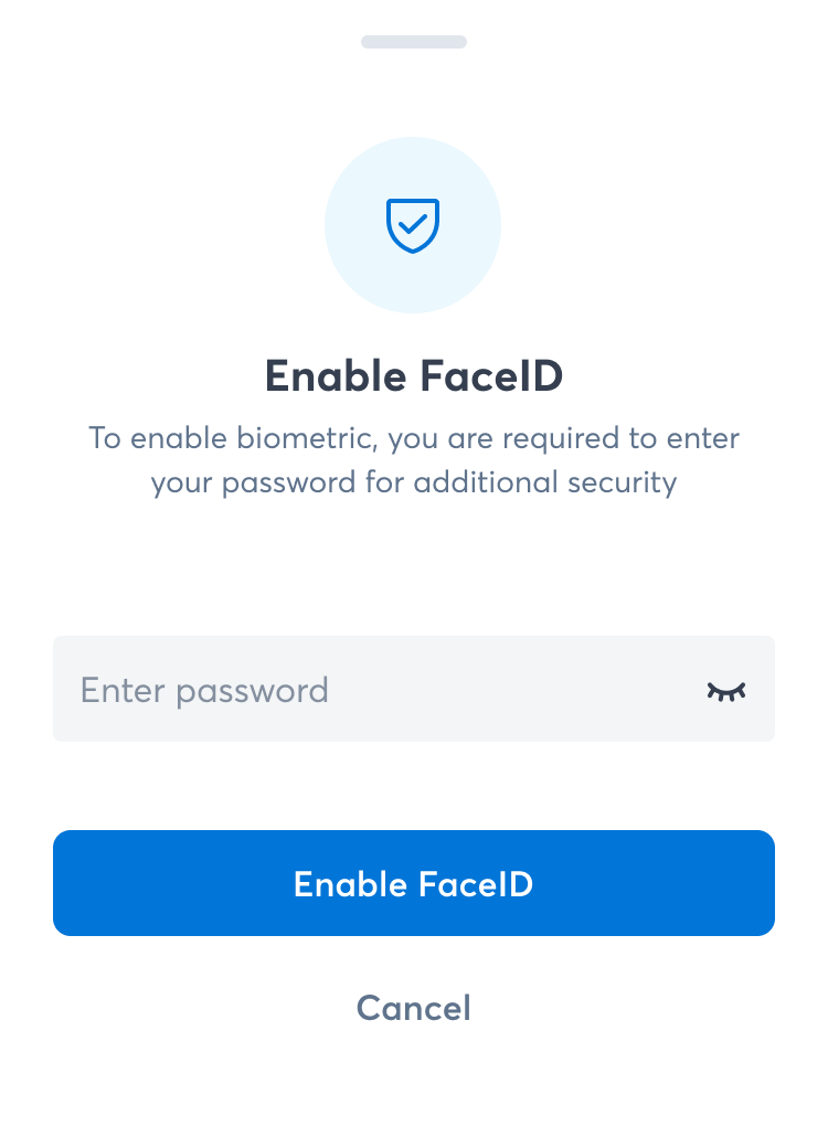 Biometric — iOS FaceID permission dialog